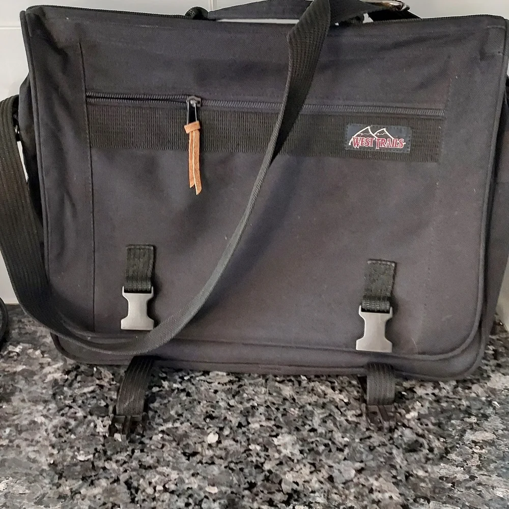 West Trail Carry On Luggage Travel Bag Laptop Briefcase Black Softside Canvas